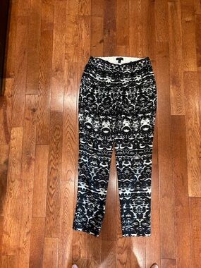 J. Crew Black & White Patterned Straight Leg Pants